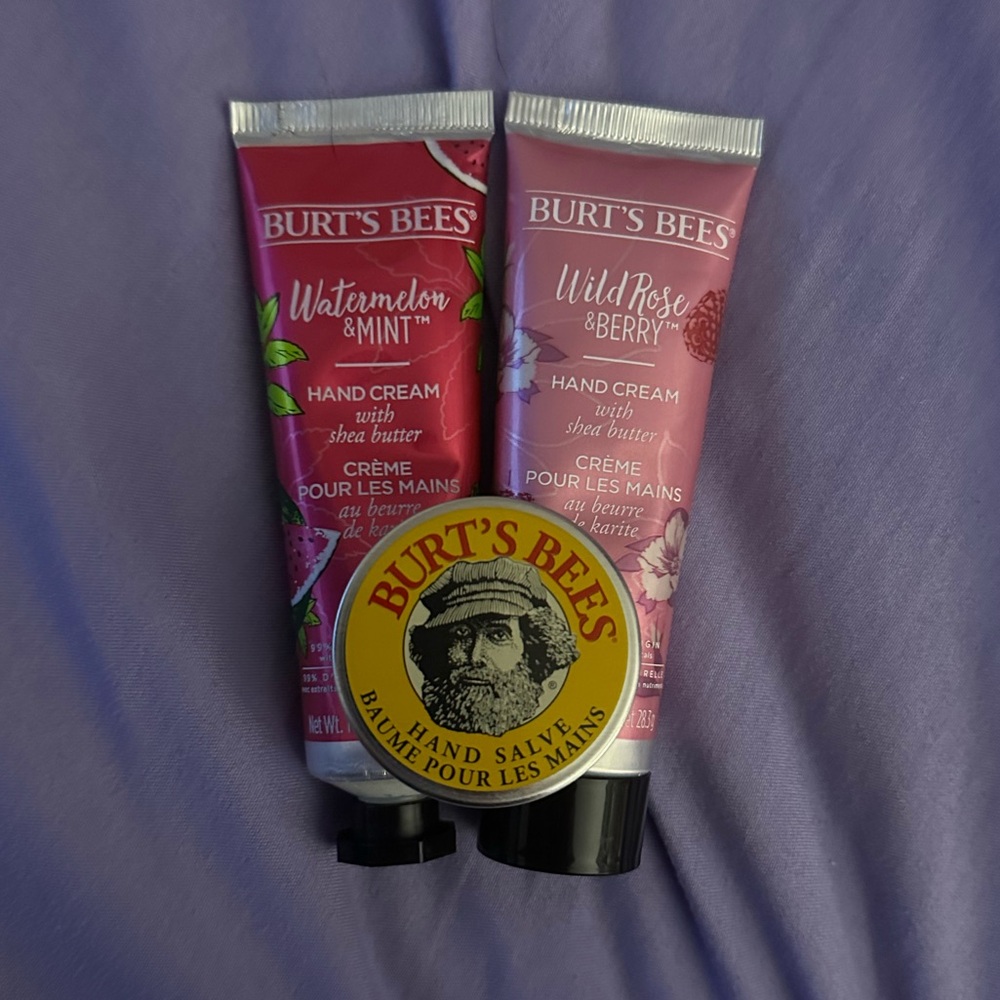 Burt's Bees Rose + Berry and Watermelon + Mint Hand Cream / Salve Care Set